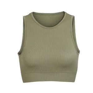 SKIMS Set (Stretch Rib High Neck Bra & Brief in Slate Green)